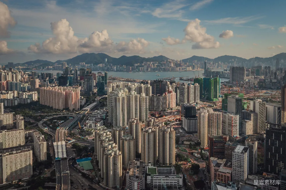 高清摄影 城市景观 建筑群 都市风光 高楼大厦 交通网络 香港城市天际线俯瞰图