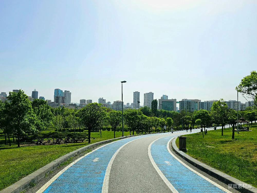 高清摄影 城市 公园 自行车道 绿色 都市景观 城市中的绿色自行车道