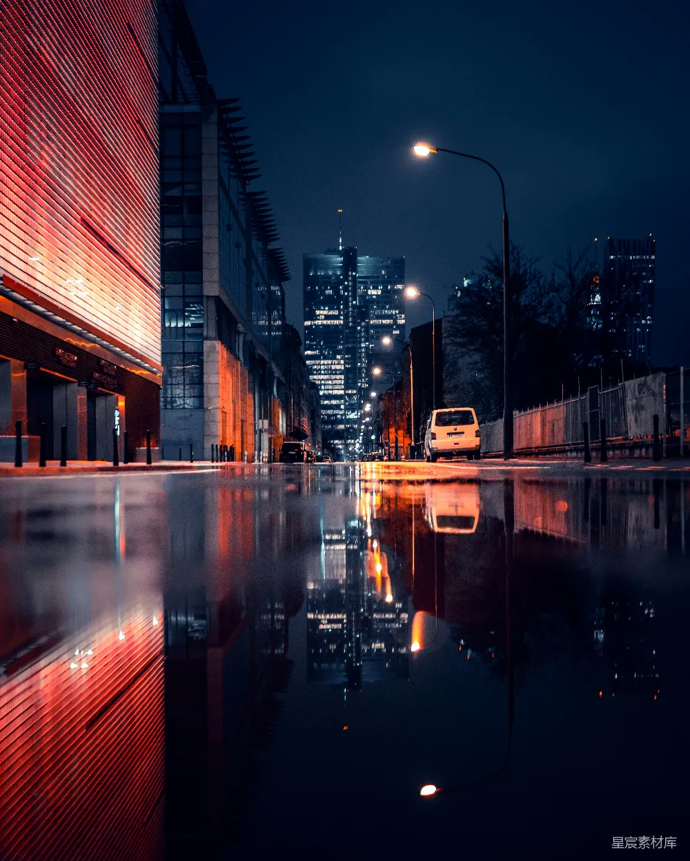 高清摄影 城市 夜晚 倒影 雨景 现代 雨夜中的城市倒影