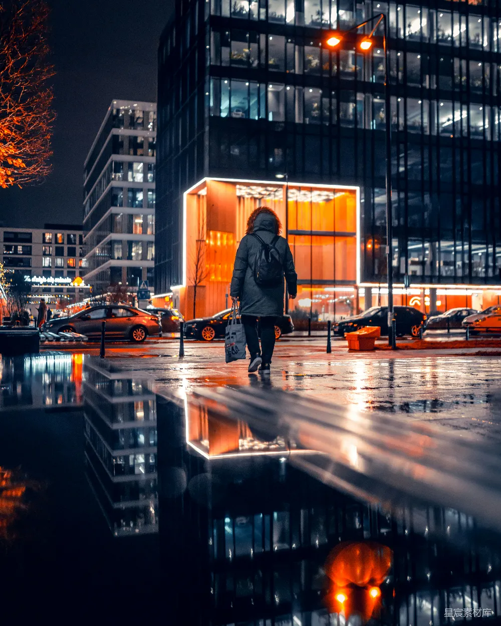 高清摄影 城市夜景 孤独 雨天 都市生活 反思 雨夜里的孤独行者