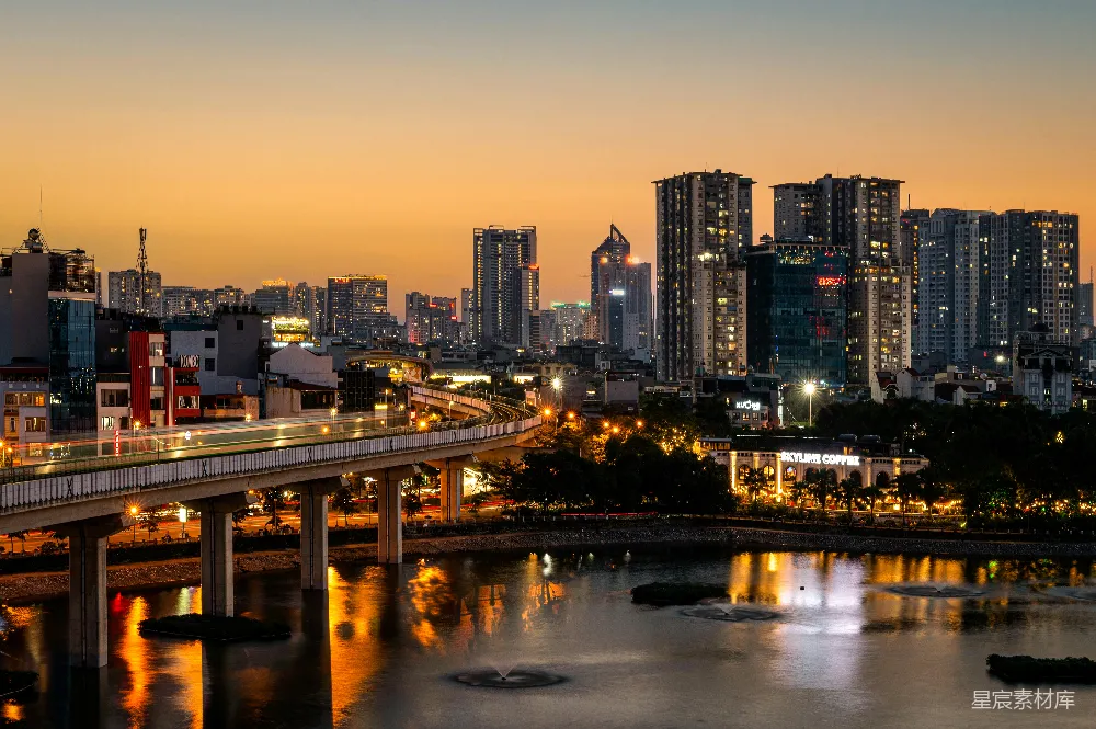 高清摄影 城市 黄昏 建筑 桥梁 河流 城市黄昏的绚丽景色
