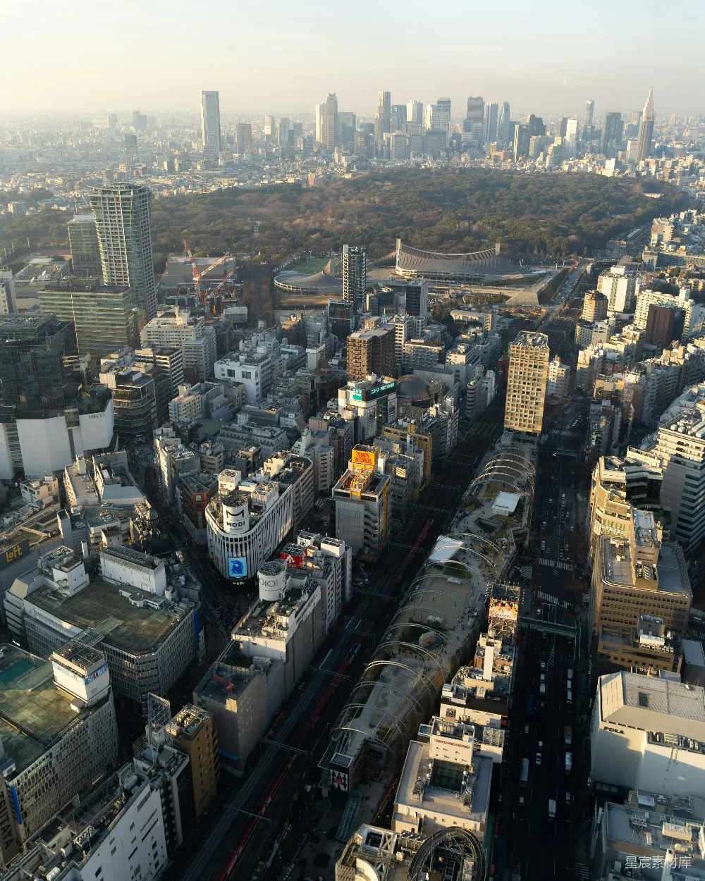 高清摄影 东京 城市景观 晴空塔 城市天际线 商业区 东京城市天际线与晴空塔俯瞰