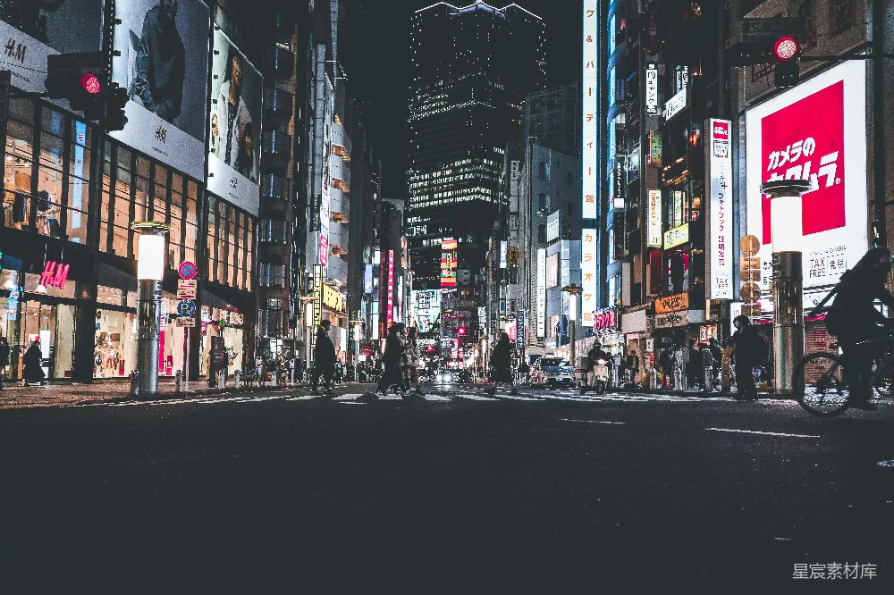 高清摄影 城市 夜晚 霓虹灯 行人 街道 夜晚繁忙的都市街道
