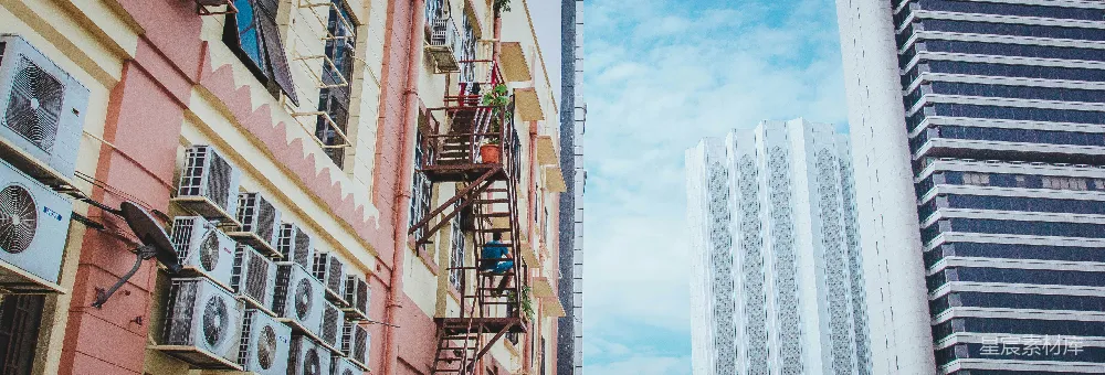 高清摄影 城市 建筑 对比 现代 传统 城市风貌：传统与现代的对比