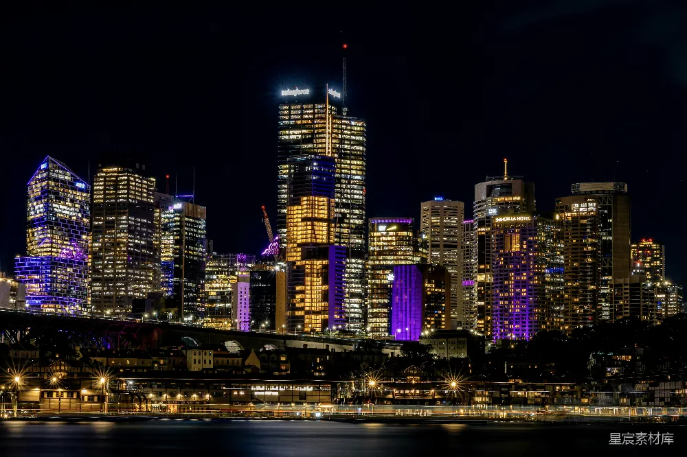 高清摄影 城市 夜景 悉尼 建筑 灯光 悉尼夜景：城市灯火璀璨
