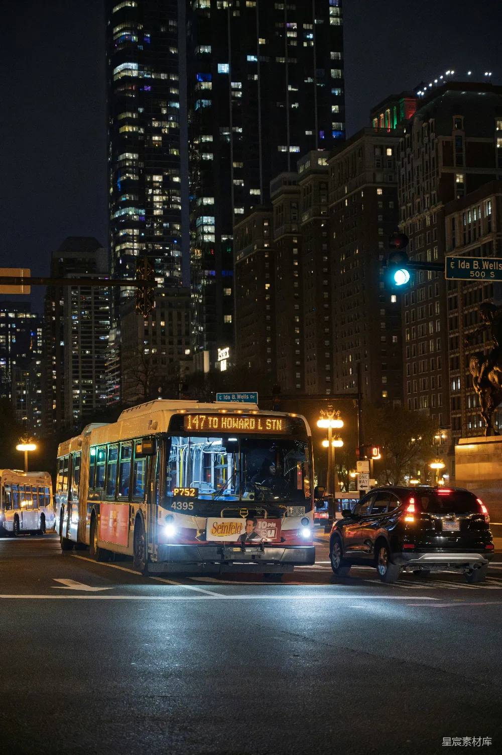 高清摄影 城市 夜景 公交车 都市生活 交通 夜晚的城市街头