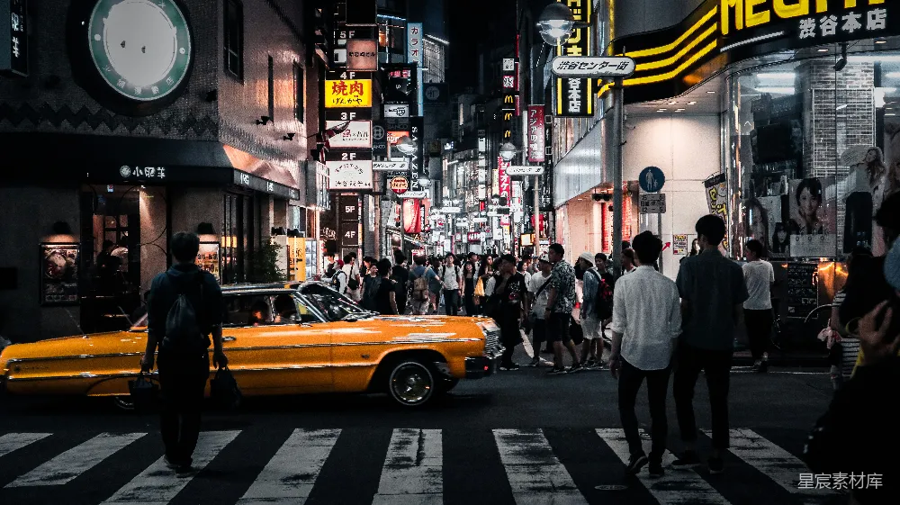 高清摄影 东京 夜景 街头 繁华 城市 东京夜晚的繁华街道