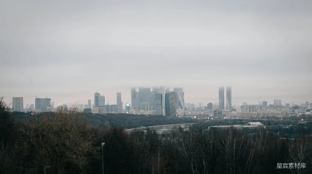 高清摄影 城市景观 雾景 现代建筑 城市天际线 自然与城市 雾中城市：现代都市的朦胧美
