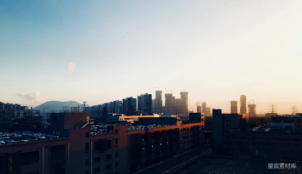 高清摄影 城市 日落 建筑 都市 黄昏 夕阳下的城市剪影