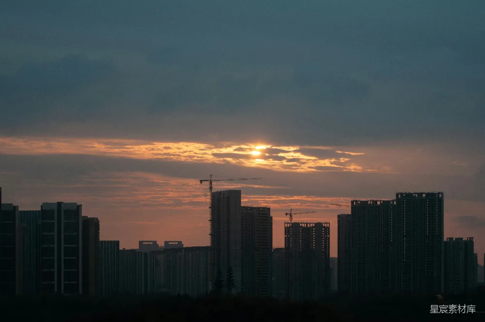 高清摄影 城市 日落 建筑 都市 自然 夕阳下的城市剪影