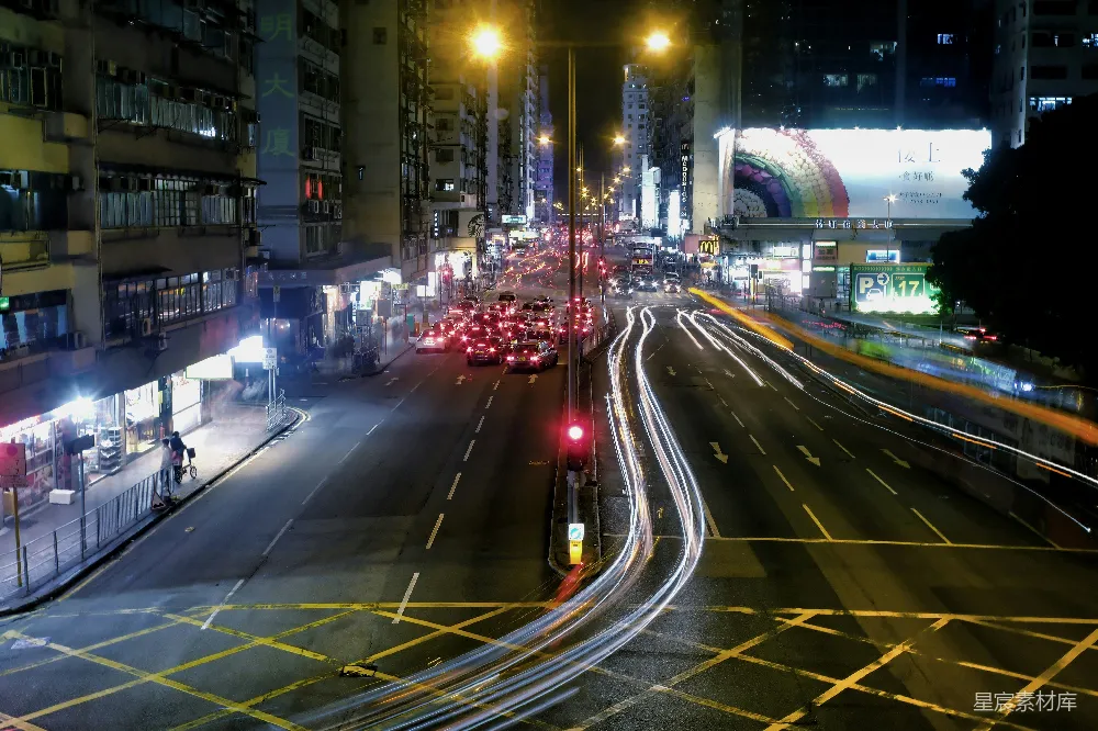高清摄影 香港 夜景 车流 城市 现代 香港夜景中的车流与霓虹