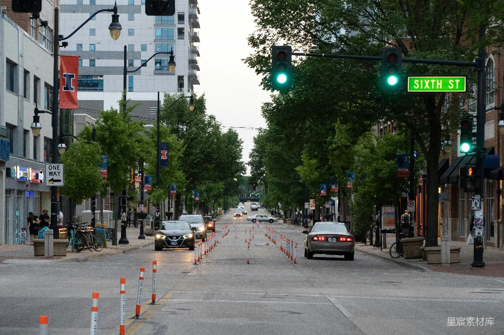 高清摄影 城市 街道 交通 清晨 建筑 城市街道的清晨景象