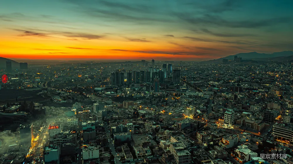 高清摄影 城市 日落 建筑 风景 都市 夕阳下的城市全景