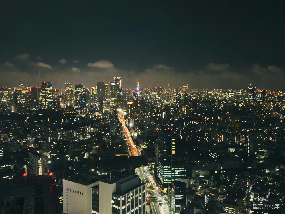 高清摄影 东京 夜景 都市 建筑 照明 夜幕下的东京都心