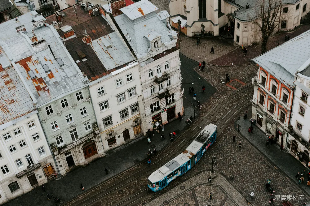 高清摄影 城市 建筑 俯瞰 老城区 交通 老城区的空中俯瞰