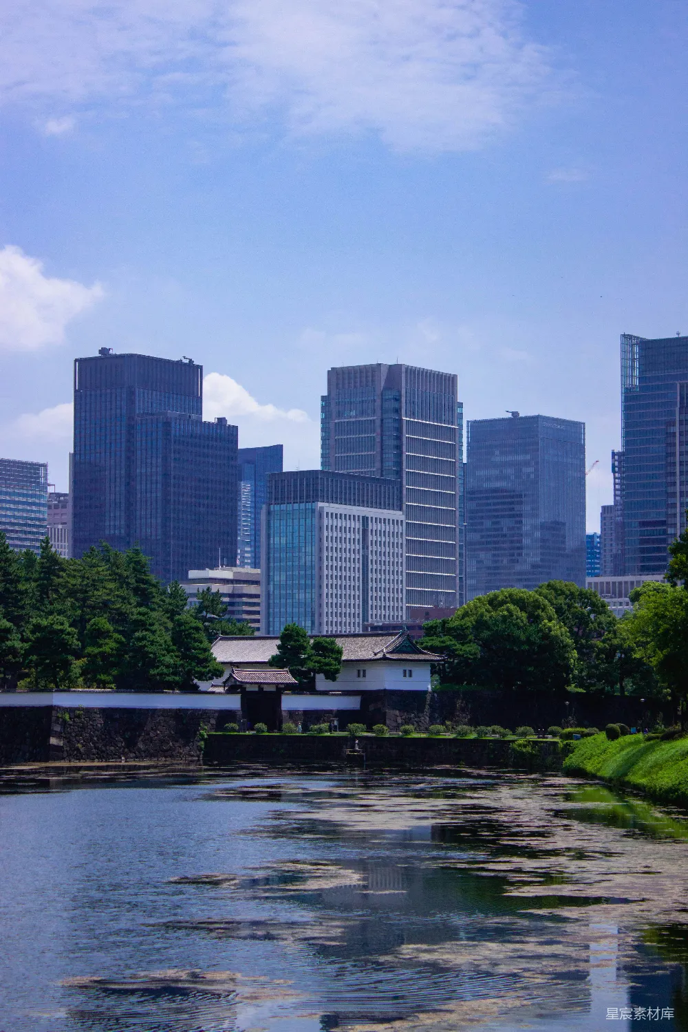 高清摄影 东京 皇居 摩天大楼 日式传统 都市景观 东京皇居外苑与摩天大楼的交融