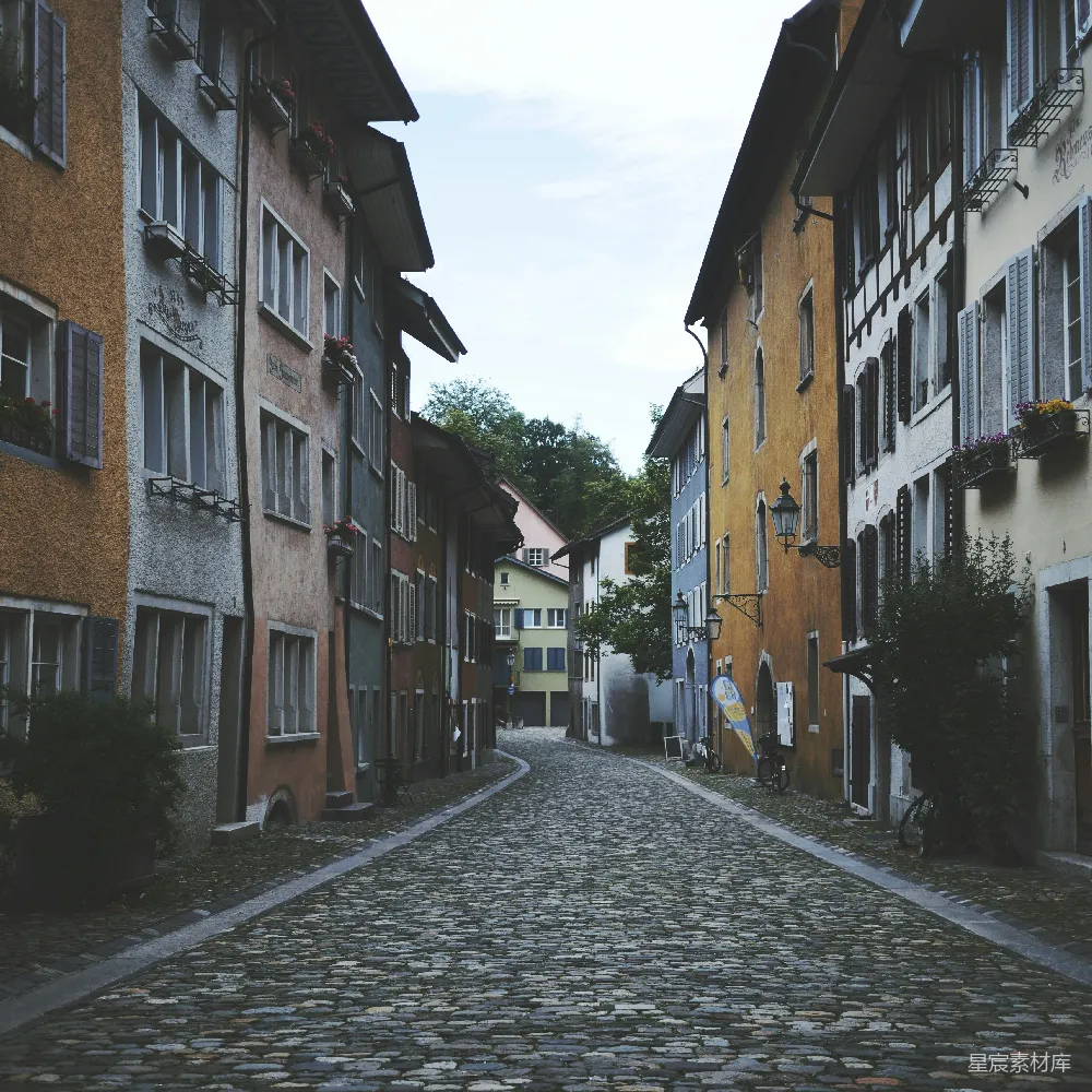 高清摄影 古街 石板路 欧式建筑 宁静 旅游 古色古香的石板路
