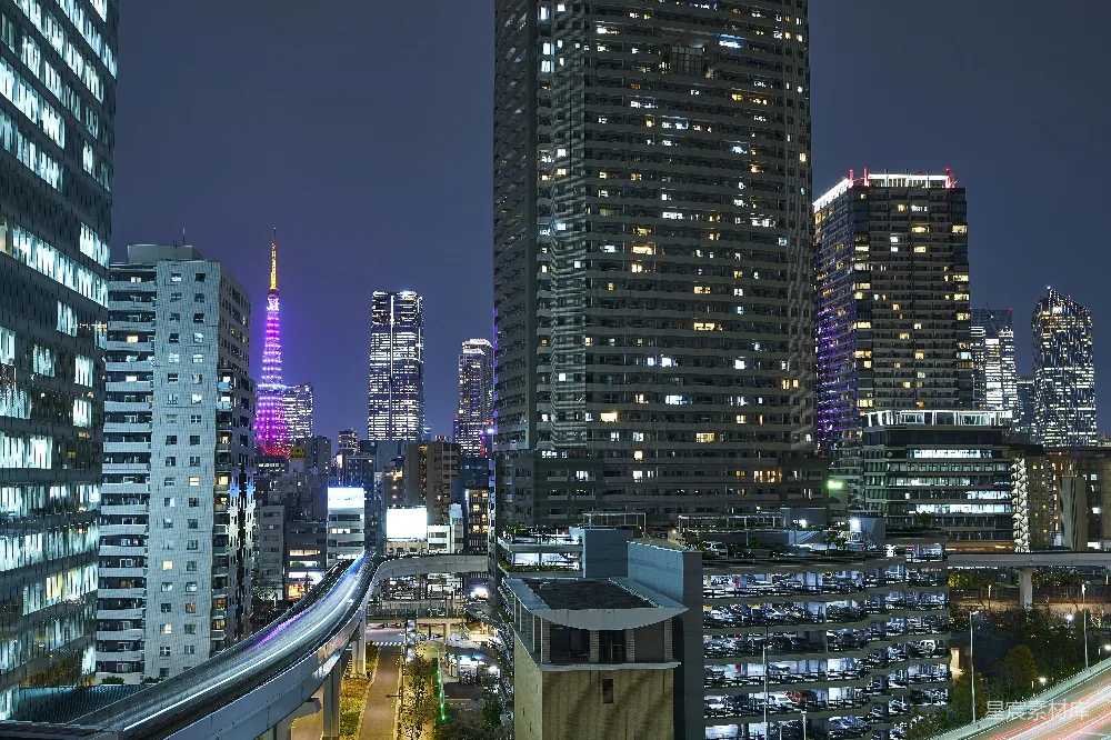 高清摄影 东京 夜景 都市 高楼 现代化 东京夜景：塔灯下的都市繁华