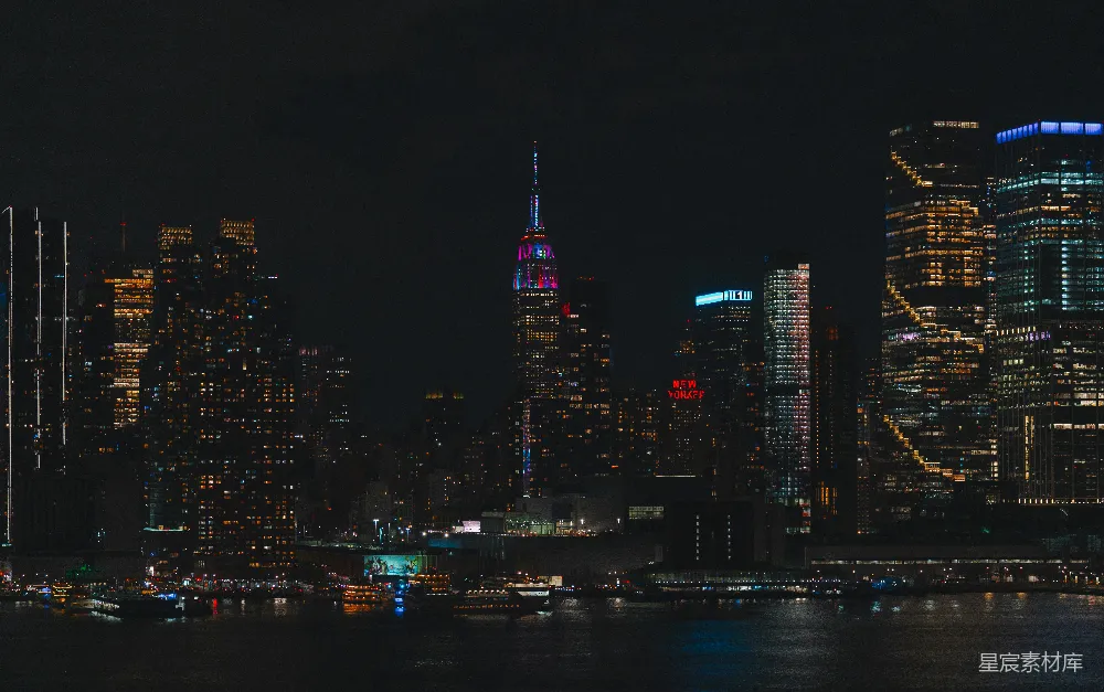 高清摄影 纽约 夜景 城市 帝国大厦 城市天际线 纽约夜景：帝国大厦与城市天际线