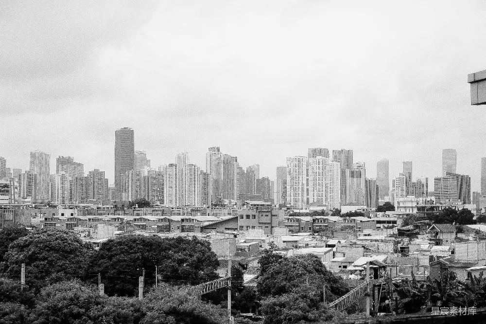 高清摄影 城市 贫民窟 对比 黑白 都市 城市与贫民窟的对比
