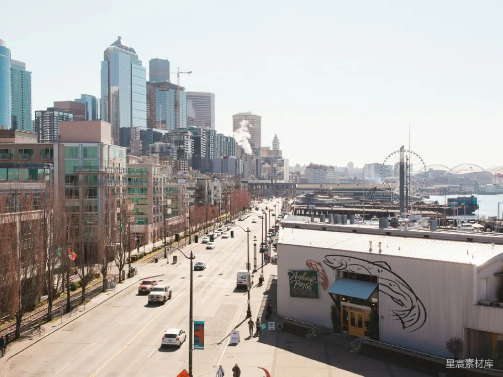 高清摄影 西雅图 水滨 城市景观 摩天轮 都市 Seattle Waterfront Cityscape