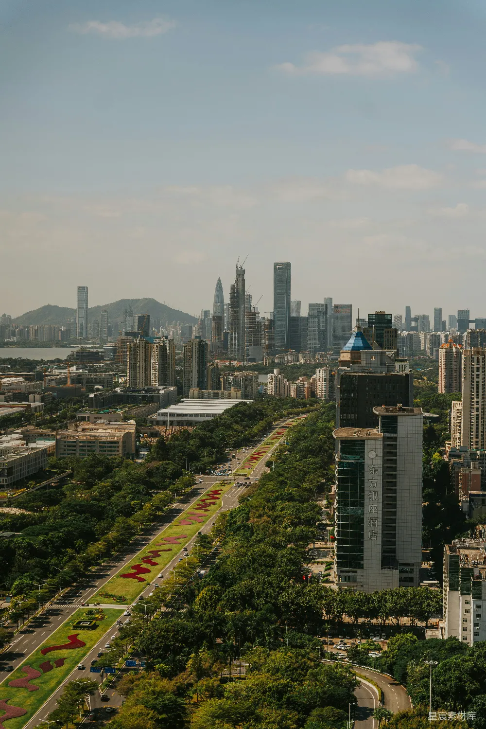高清摄影 深圳 CBD 城市风光 现代建筑 绿化带 深圳CBD俯瞰图