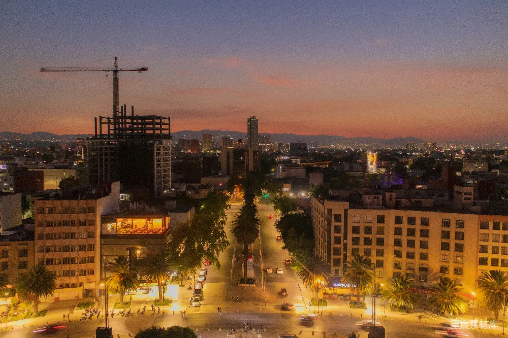 高清摄影 城市夜景 黄昏 建筑 灯光 城市风光 都市黄昏：灯火辉煌的城市夜景