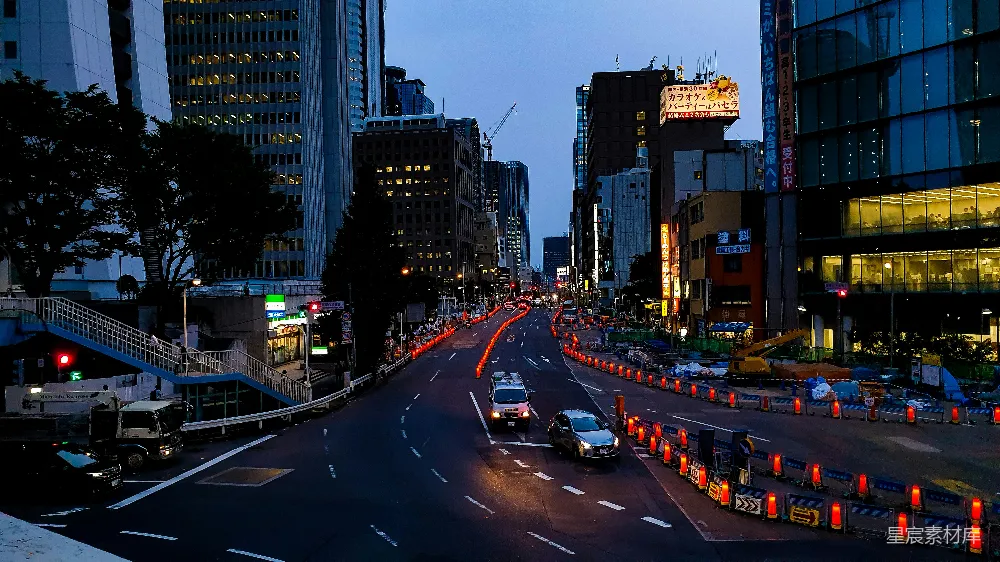 高清摄影 城市 夜晚 施工 街道 都市 都市夜景下的道路施工