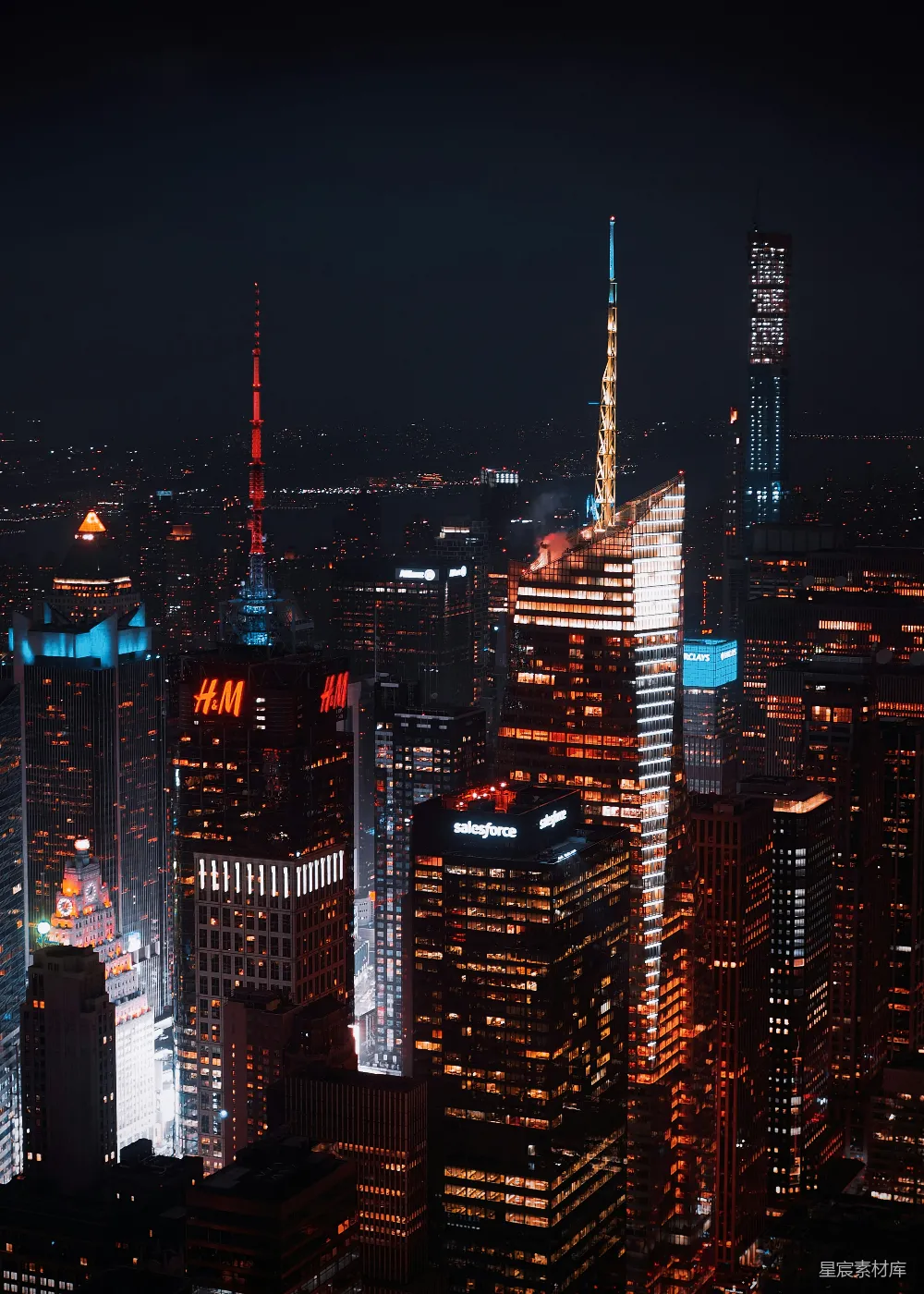 高清摄影 纽约 夜景 城市天际线 都市 现代 纽约夜景：灯火辉煌的城市天际线