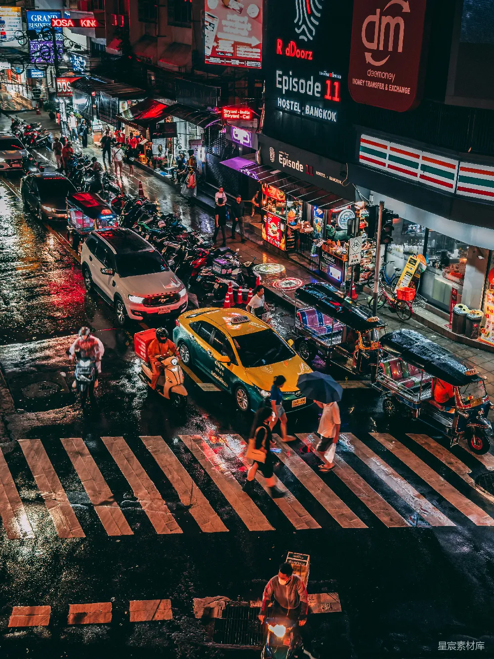 高清摄影 泰国 曼谷 夜景 城市生活 雨天 泰国曼谷雨夜街景