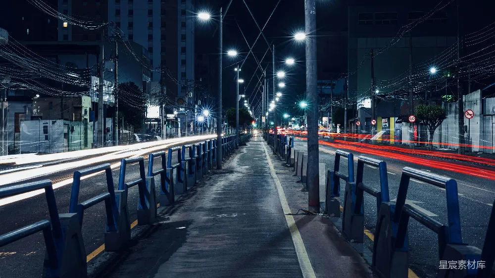 高清摄影 夜景 城市 灯光 街道 长曝光 夜色中的城市街景