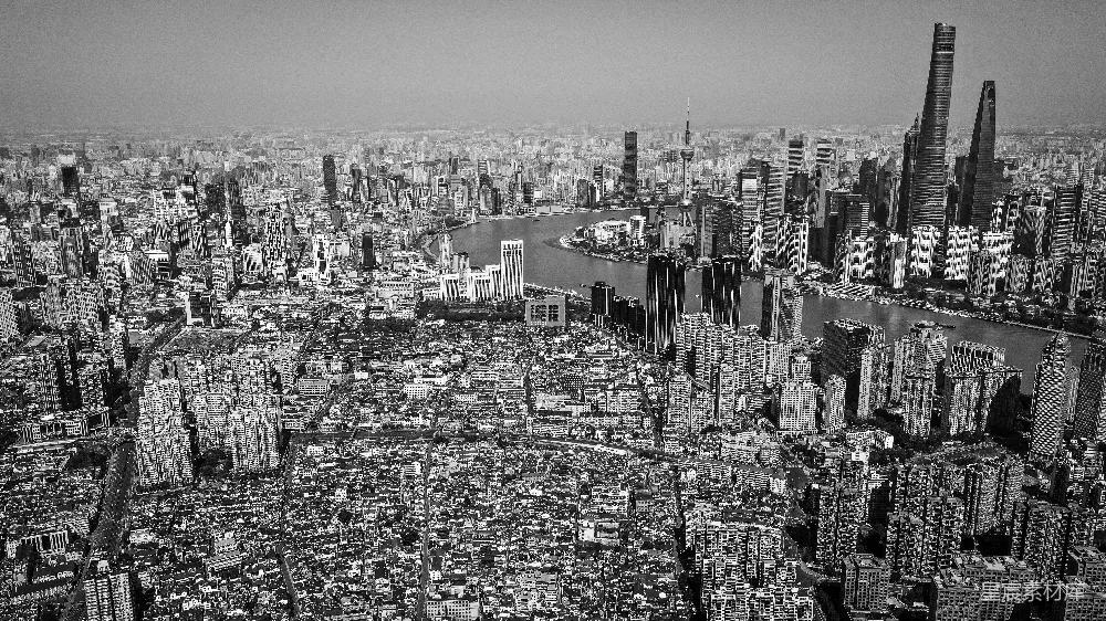 高清摄影 上海 城市风光 黑白摄影 东方明珠 现代都市 黑白上海：城市天际线与东方明珠