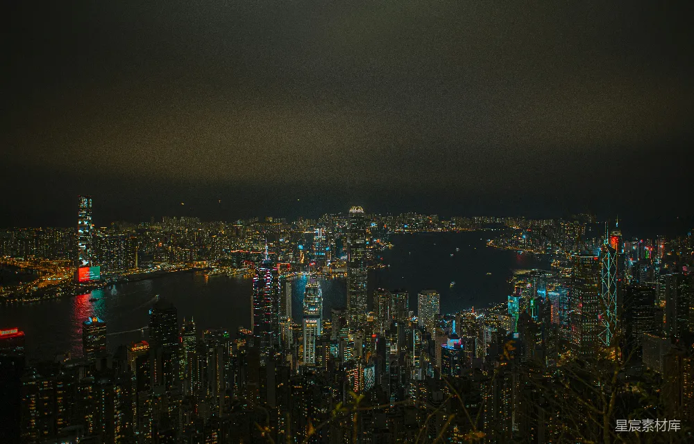 高清摄影 香港 夜景 城市 都市 旅游 夜幕下的维多利亚港