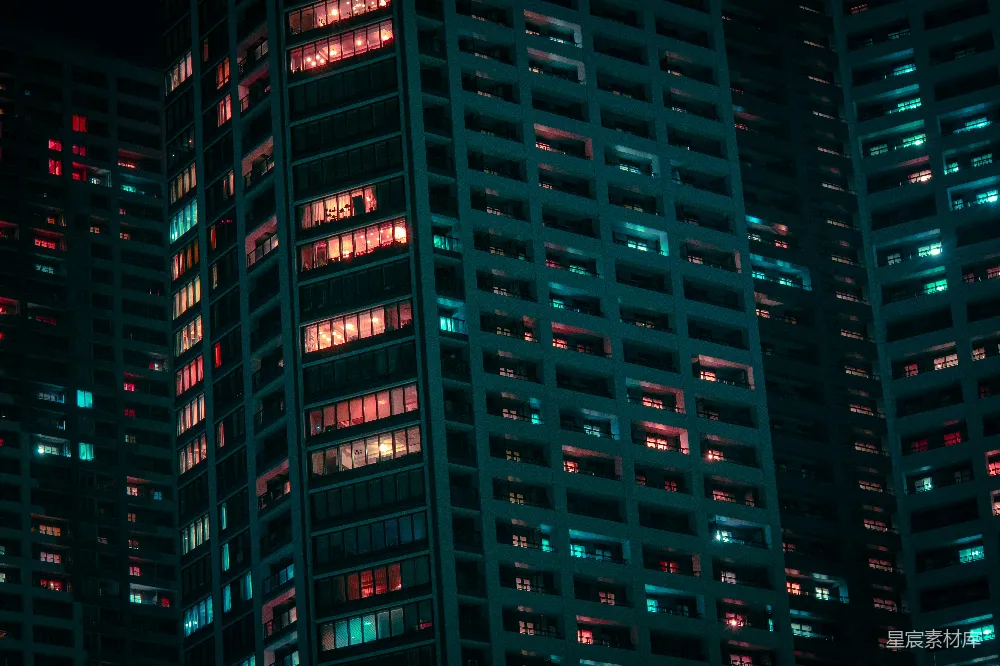 高清摄影 城市 夜景 高楼 灯光 现代 城市的夜景：灯光下的高楼