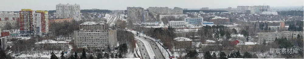 高清摄影 城市 冬季 雪景 建筑 交通 雪中的城市全景