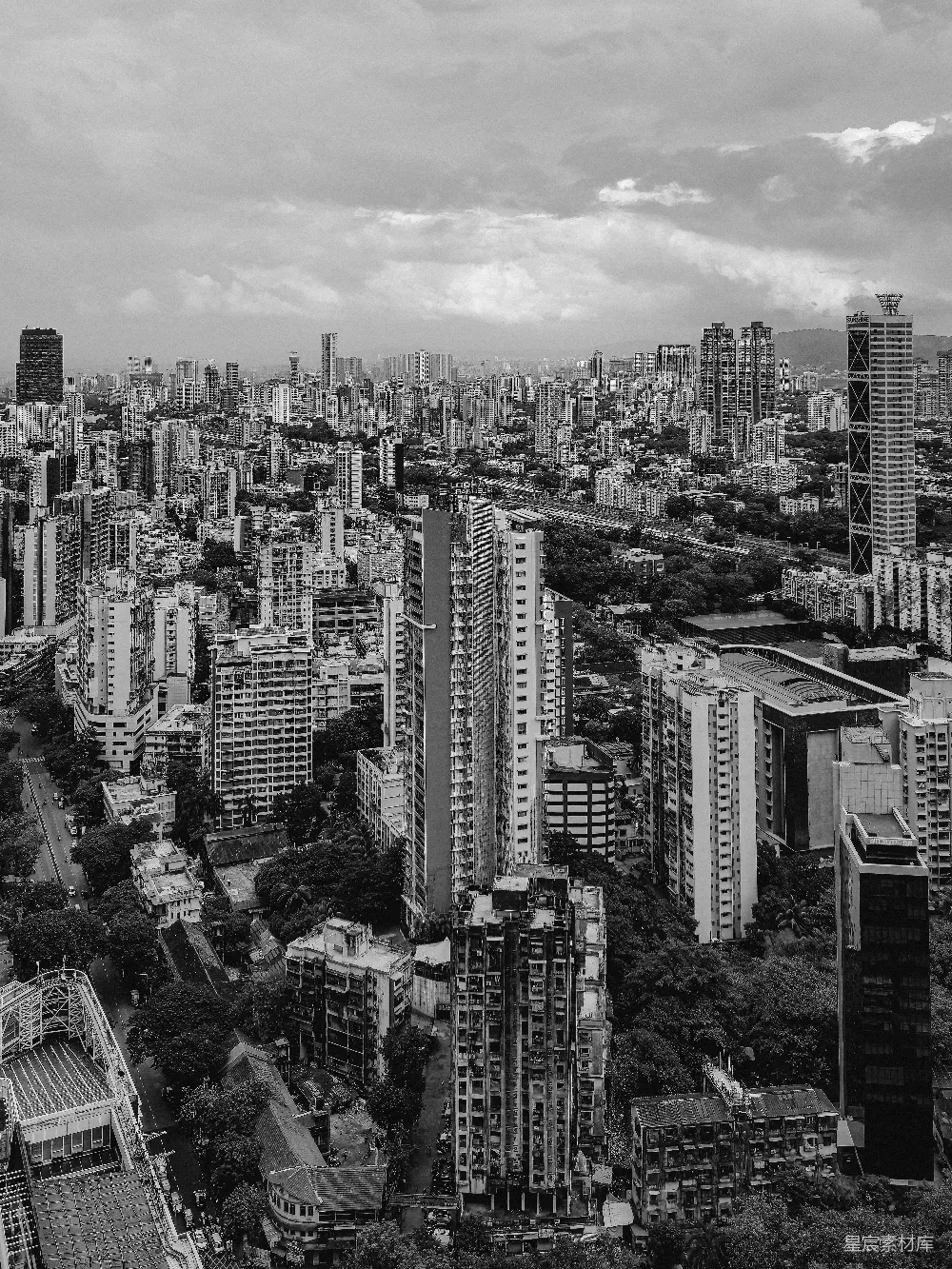 高清摄影 城市 建筑 黑白 鸟瞰 都市 黑白城市全景