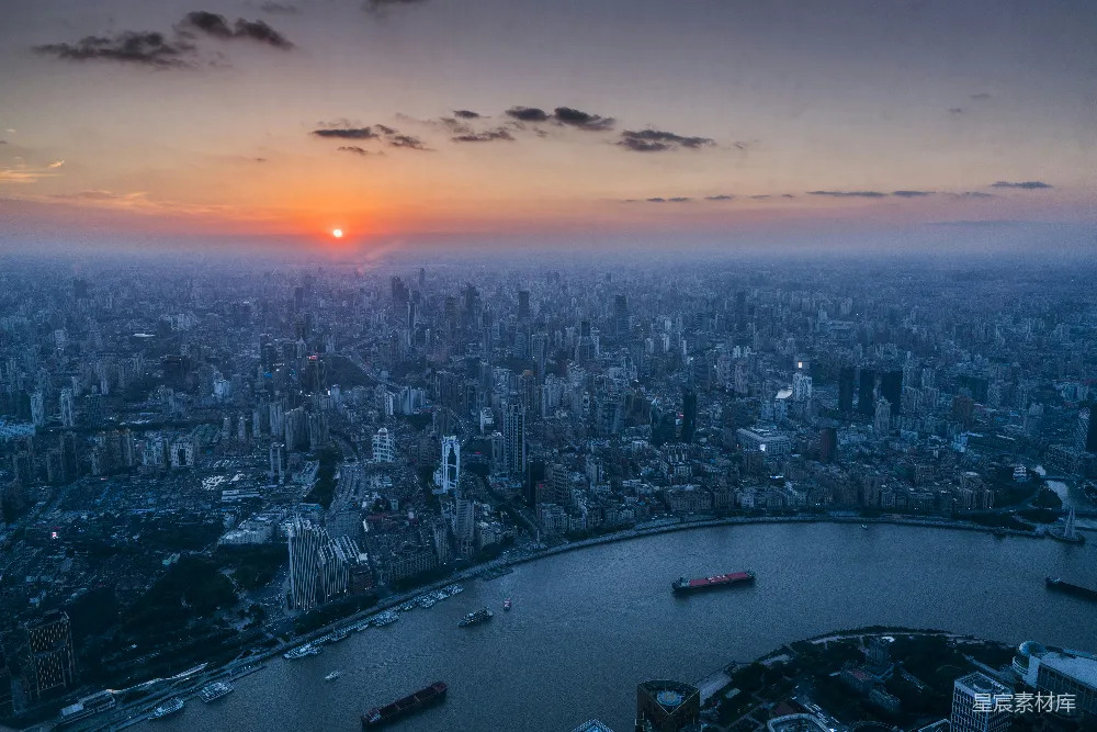 高清摄影 城市 日落 天际线 城市景观 都市 上海日落全景