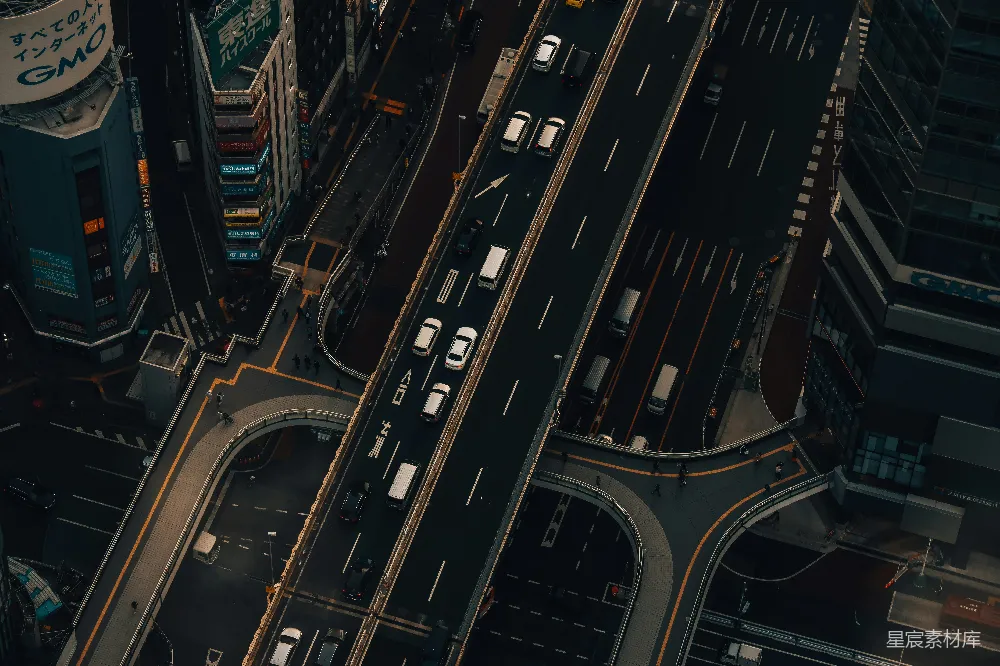 高清摄影 东京 城市 交通 俯视图 现代 东京街头的动态俯视图