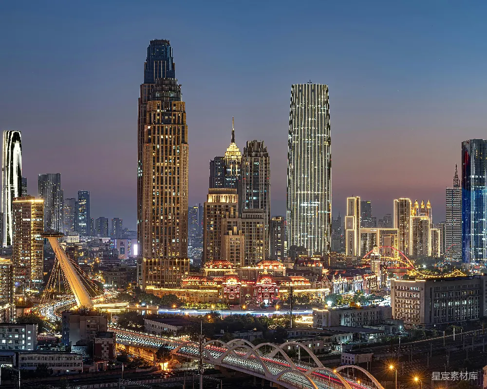 高清摄影 城市夜景 都市天际线 灯火辉煌 现代建筑 都市风光 城市夜景：灯火辉煌的都市天际线