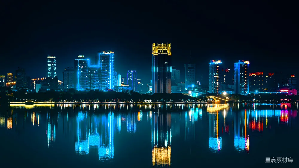 高清摄影 城市夜景 倒影 现代建筑 夜晚 城市风光 城市夜景倒影