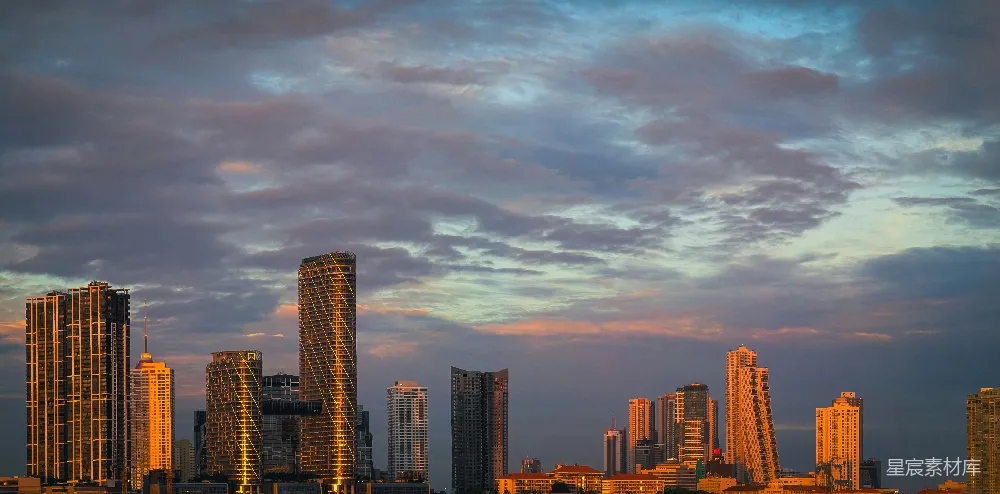 高清摄影 城市 日落 建筑 风景 都市 夕阳下现代城市的剪影