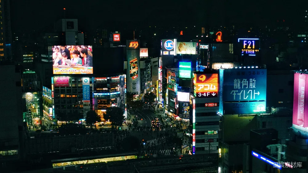 高清摄影 东京 夜景 繁华 城市 广告牌 夜晚霓虹下的东京街头