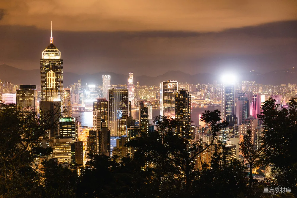 高清摄影 城市夜景 高楼大厦 自然与城市结合 城市风光 都市夜景 夜幕下的维多利亚港