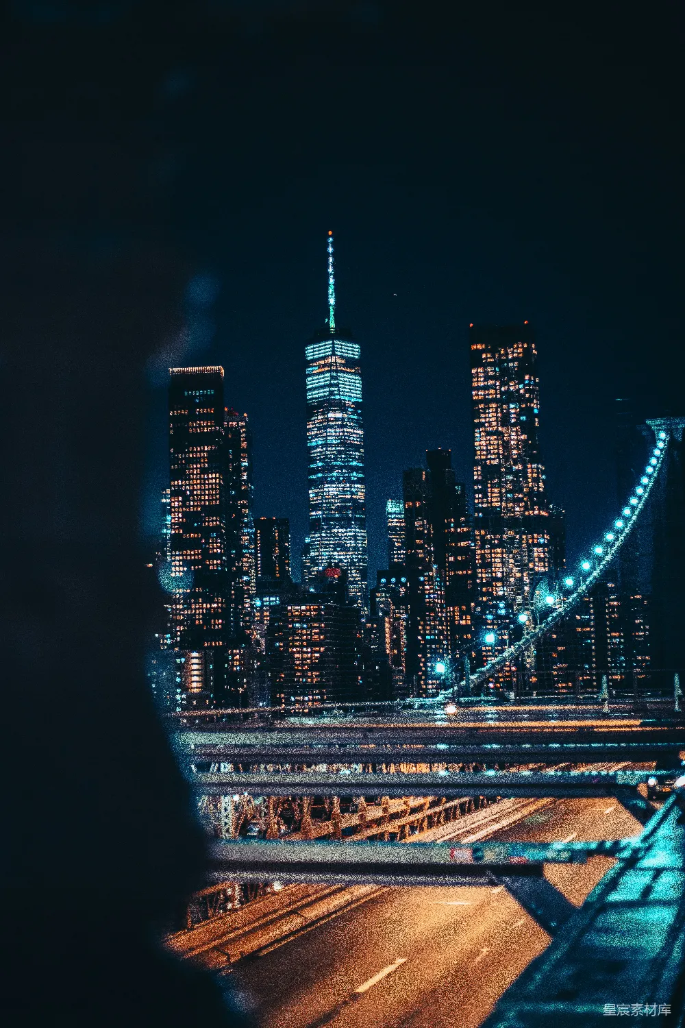 高清摄影 城市夜景 建筑 桥梁 都市风光 夜景 布鲁克林大桥夜景