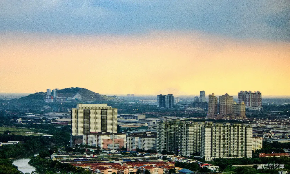 高清摄影 城市 黄昏 建筑 风景 日落 黄昏时分的城市全景