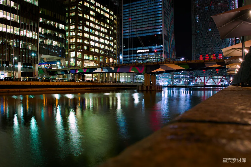 高清摄影 城市夜景 都市风光 桥梁 反射 现代建筑 夜色中的都市风景
