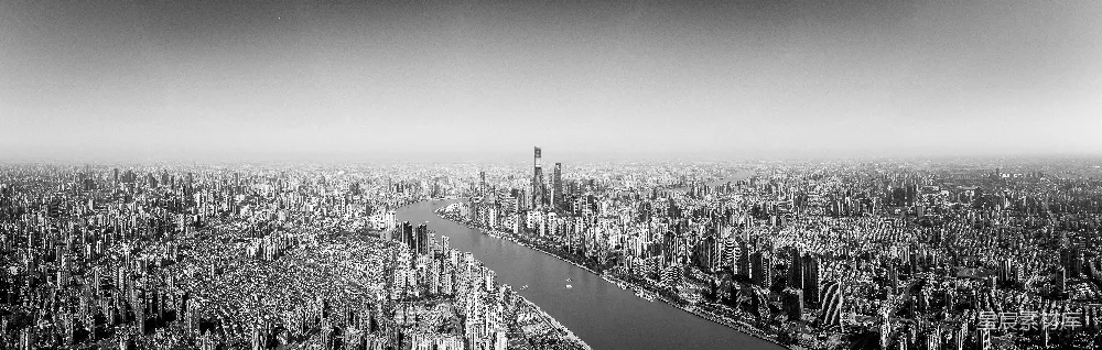 高清摄影 上海 城市 黑白 俯瞰 建筑 黑白上海俯瞰全景