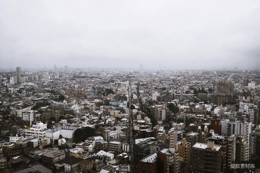 高清摄影 城市 建筑 雾 景观 都市 雾中的城市全景