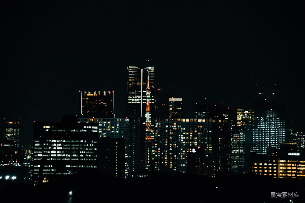 高清摄影 城市 夜景 建筑 灯光 都市 夜幕下的城市剪影