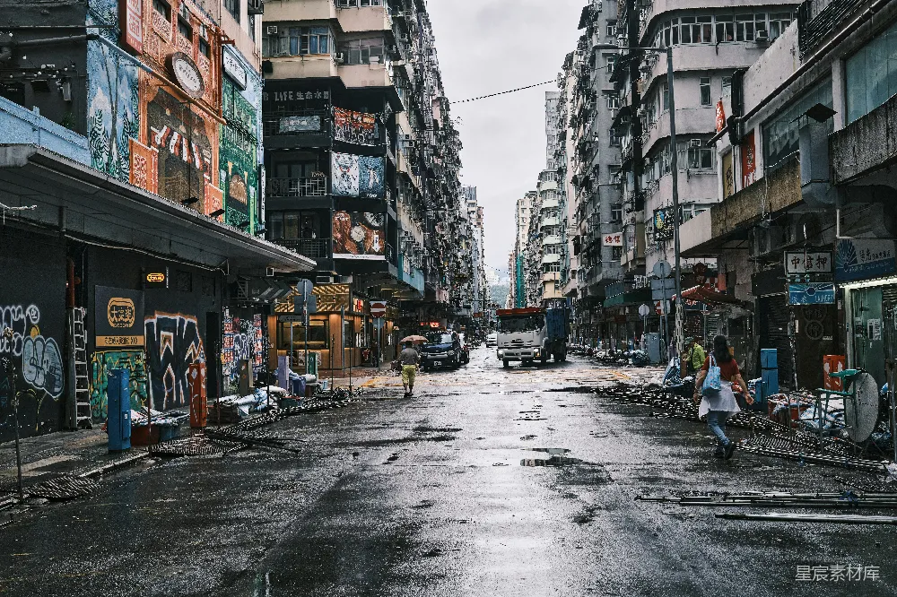 高清摄影 香港 街道 雨后 城市 生活 雨后香港街景